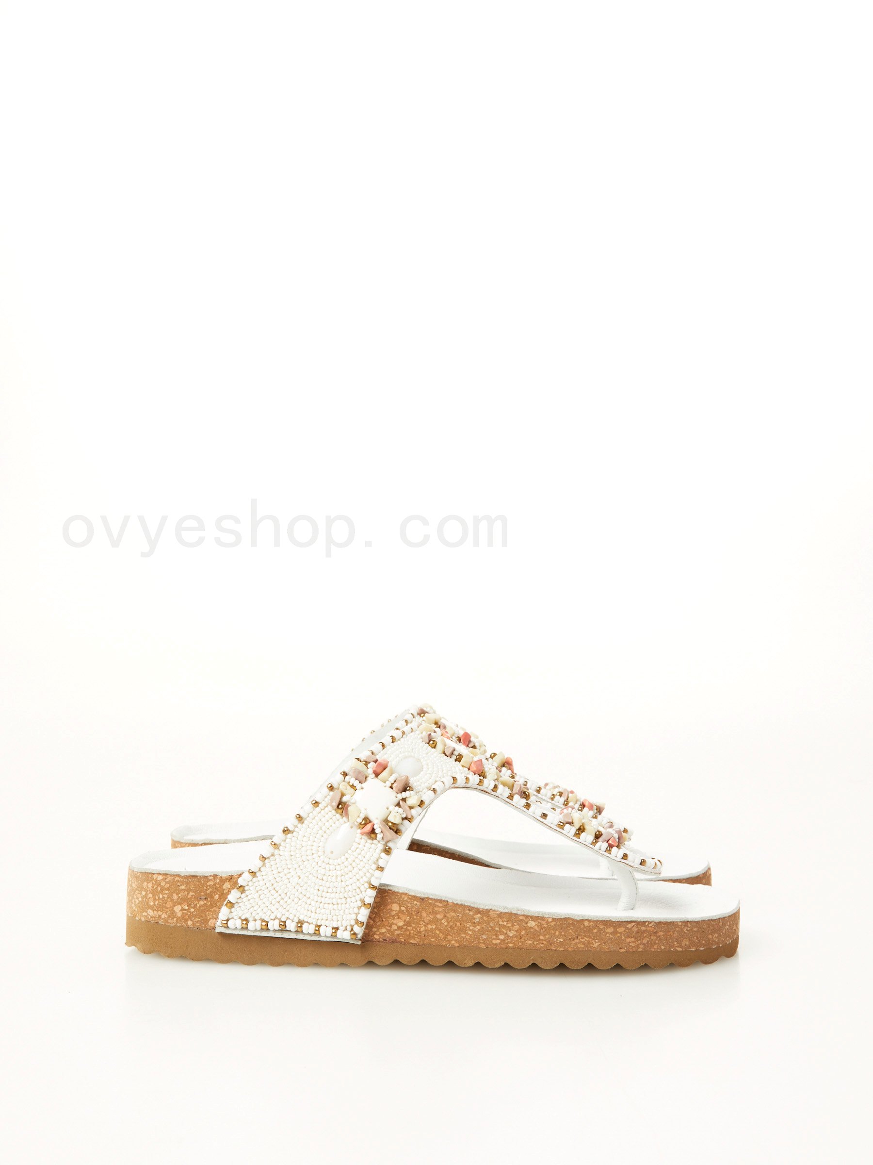 ovy&#232; scarpe Flip Flop In Leather With Beads F0817885-0538